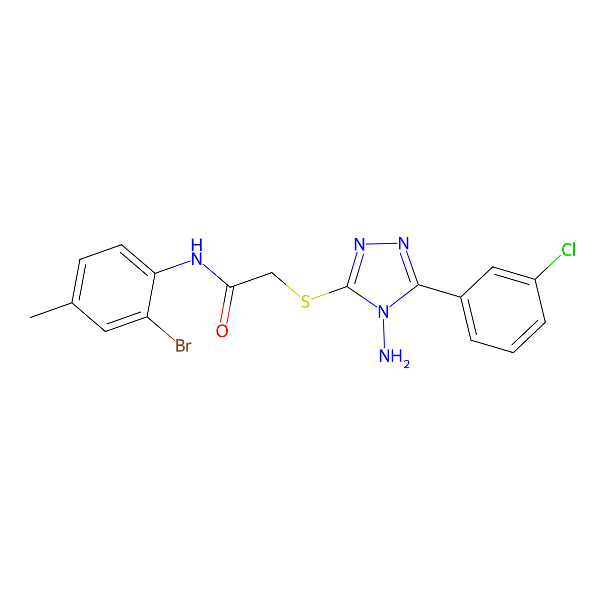 2-{[4-amino-5-(3-chlorophenyl)-4H-1,2,4-triazol-3-yl]sulfanyl}-N-(2-bromo-4-methylphenyl)acetamide molecular structure, CAS 578751-34-5