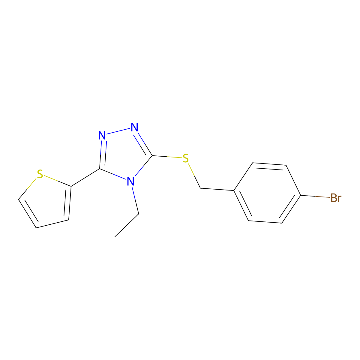 3-((4-Bromobenzyl)thio)-4-ethyl-5-(2-thienyl)-4H-1,2,4-triazole molecular structure, CAS 578751-45-8