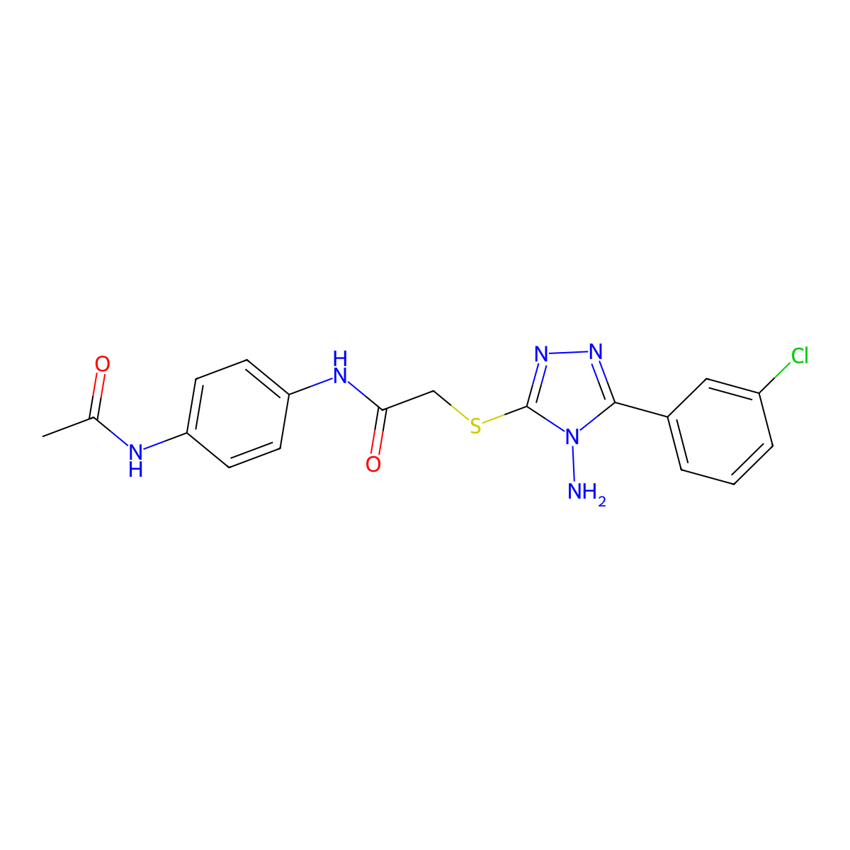 N-(4-(Acetylamino)PH)2-((4-amino-5-(3-CL-PH)4H-1,2,4-triazol-3-YL)thio)acetamide molecular structure, CAS 578751-62-9
