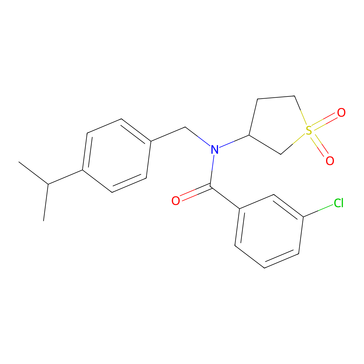 3-chloro-N-(1,1-dioxidotetrahydrothiophen-3-yl)-N-(4-isopropylbenzyl)benzamide molecular structure, CAS 578751-73-2