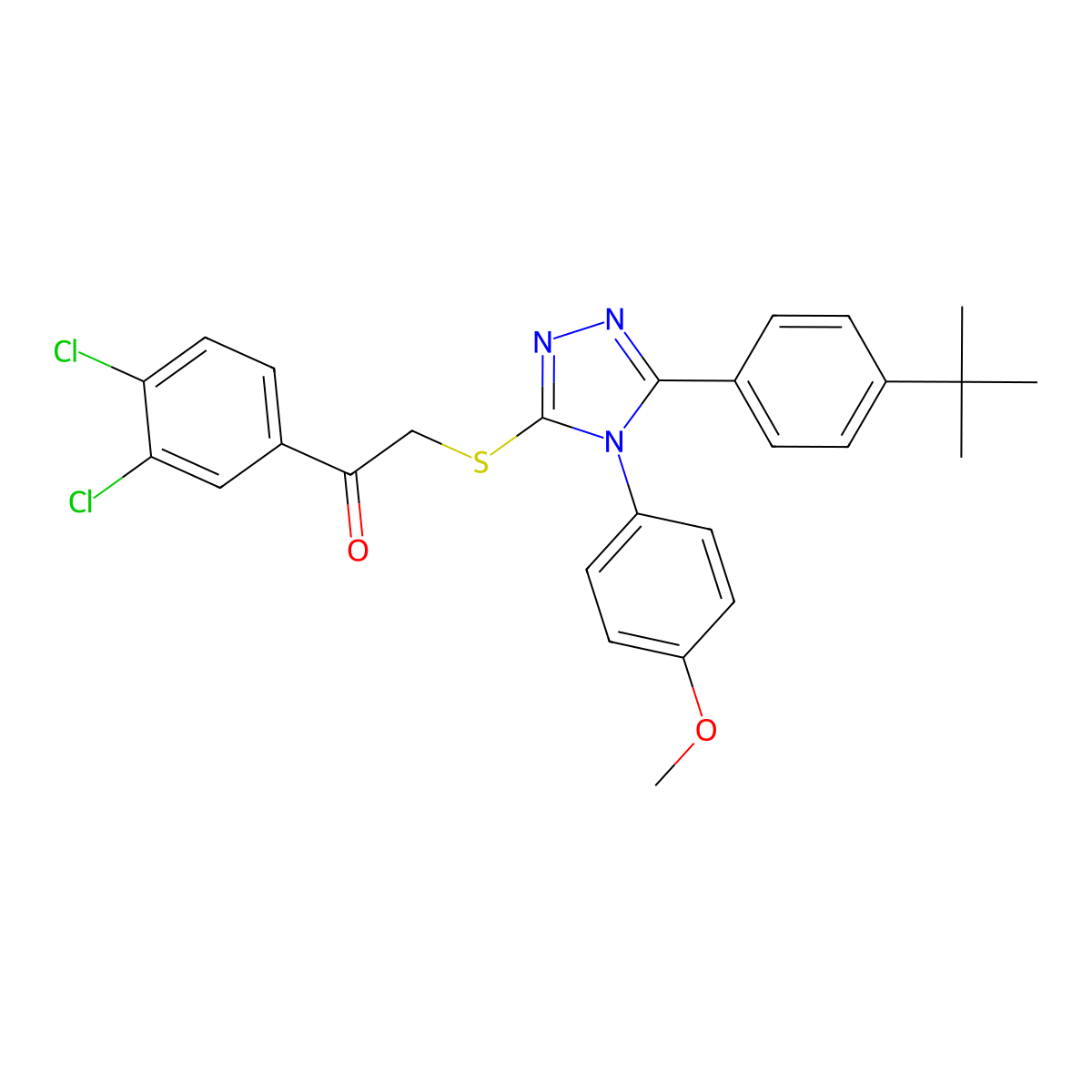 2-((5-(4-Tert-butylphenyl)-4-(4-methoxyphenyl)-4H-1,2,4-triazol-3-YL)sulfanyl)-1-(3,4-dichlorophenyl)ethanone molecular structure, CAS 578752-11-1