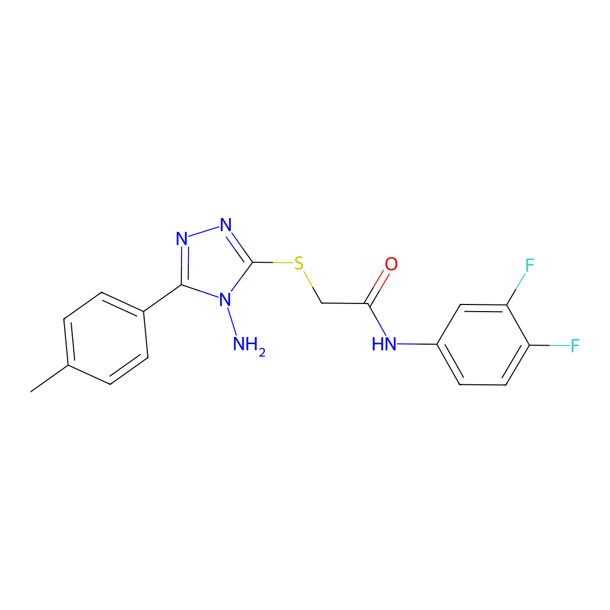 2-[4-amino-5-(4-methylphenyl)(1,2,4-triazol-3-ylthio)]-N-(3,4-difluorophenyl)a cetamide molecular structure, CAS 578752-24-6
