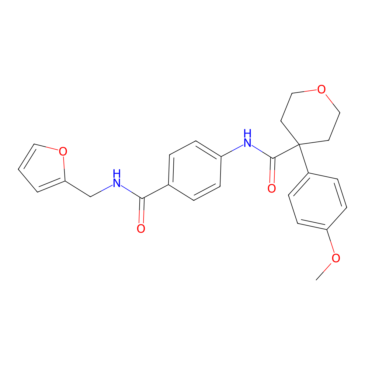 N-[4-(furan-2-ylmethylcarbamoyl)phenyl]-4-(4-methoxyphenyl)oxane-4-carboxamide molecular structure, CAS 578752-47-3