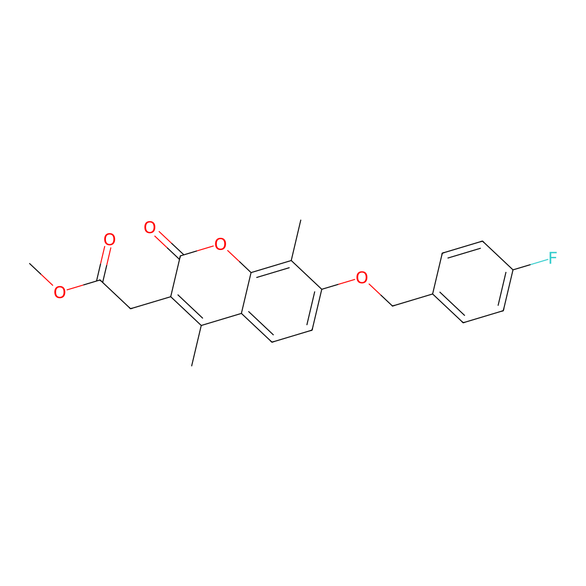 methyl {7-[(4-fluorobenzyl)oxy]-4,8-dimethyl-2-oxo-2H-chromen-3-yl}acetate molecular structure, CAS 578752-57-5