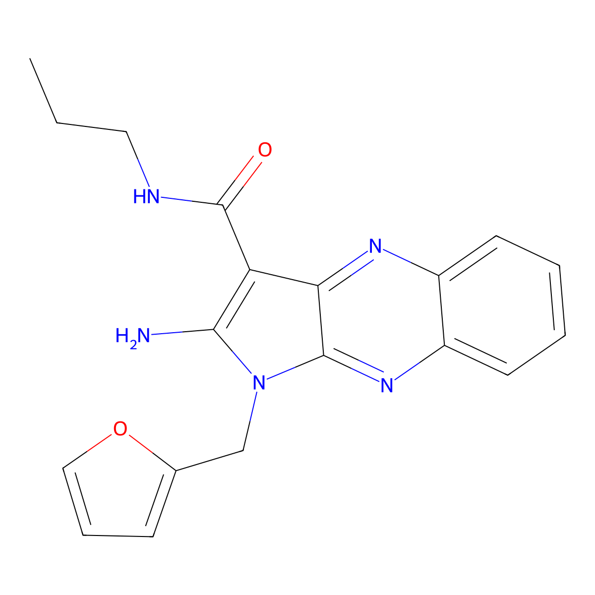 2-amino-1-(furan-2-ylmethyl)-N-propyl-1H-pyrrolo[2,3-b]quinoxaline-3-carboxamide molecular structure, CAS 578752-62-2