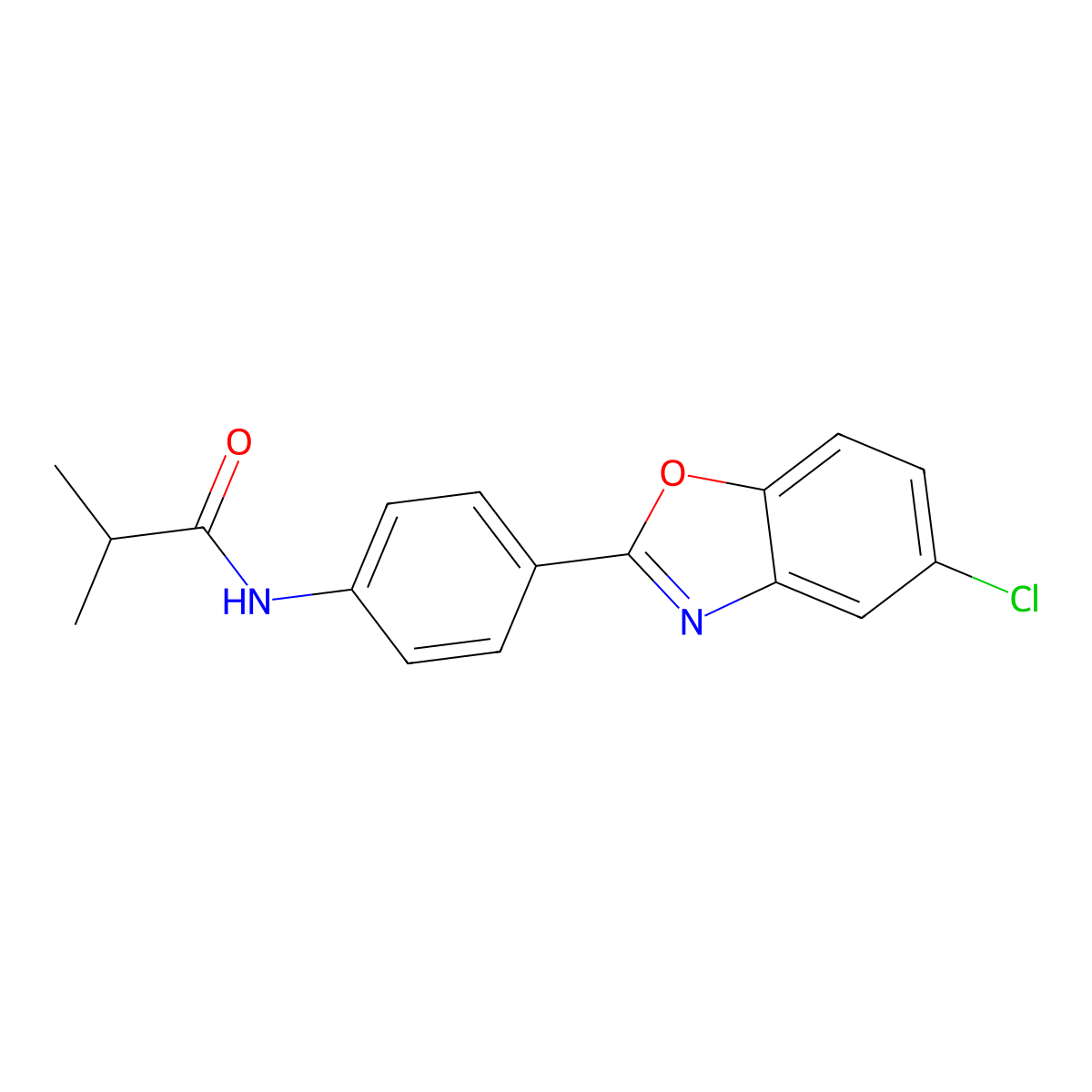 N-[4-(5-chloro-1,3-benzoxazol-2-yl)phenyl]-2-methylpropanamide molecular structure, CAS 578752-72-4