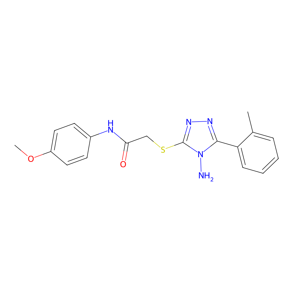 2-[[4-amino-5-(2-methylphenyl)-1,2,4-triazol-3-yl]sulfanyl]-N-(4-methoxyphenyl)acetamide molecular structure, CAS 578753-03-4