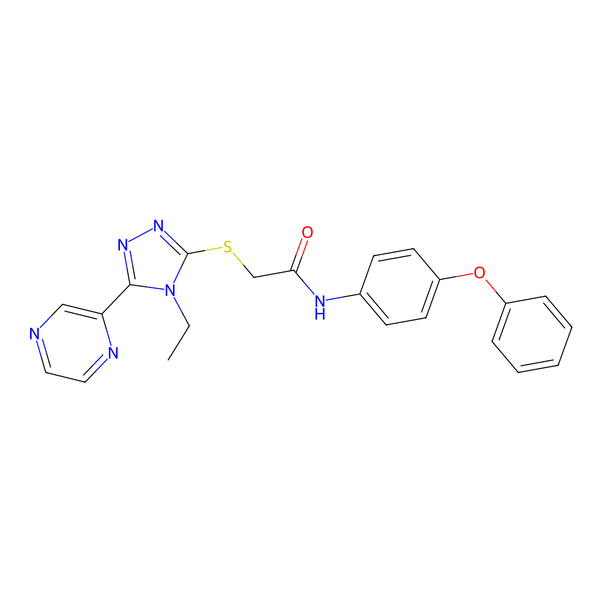 2-((4-Ethyl-5-(2-pyrazinyl)-4H-1,2,4-triazol-3-YL)sulfanyl)-N-(4-phenoxyphenyl)acetamide molecular structure, CAS 578753-06-7