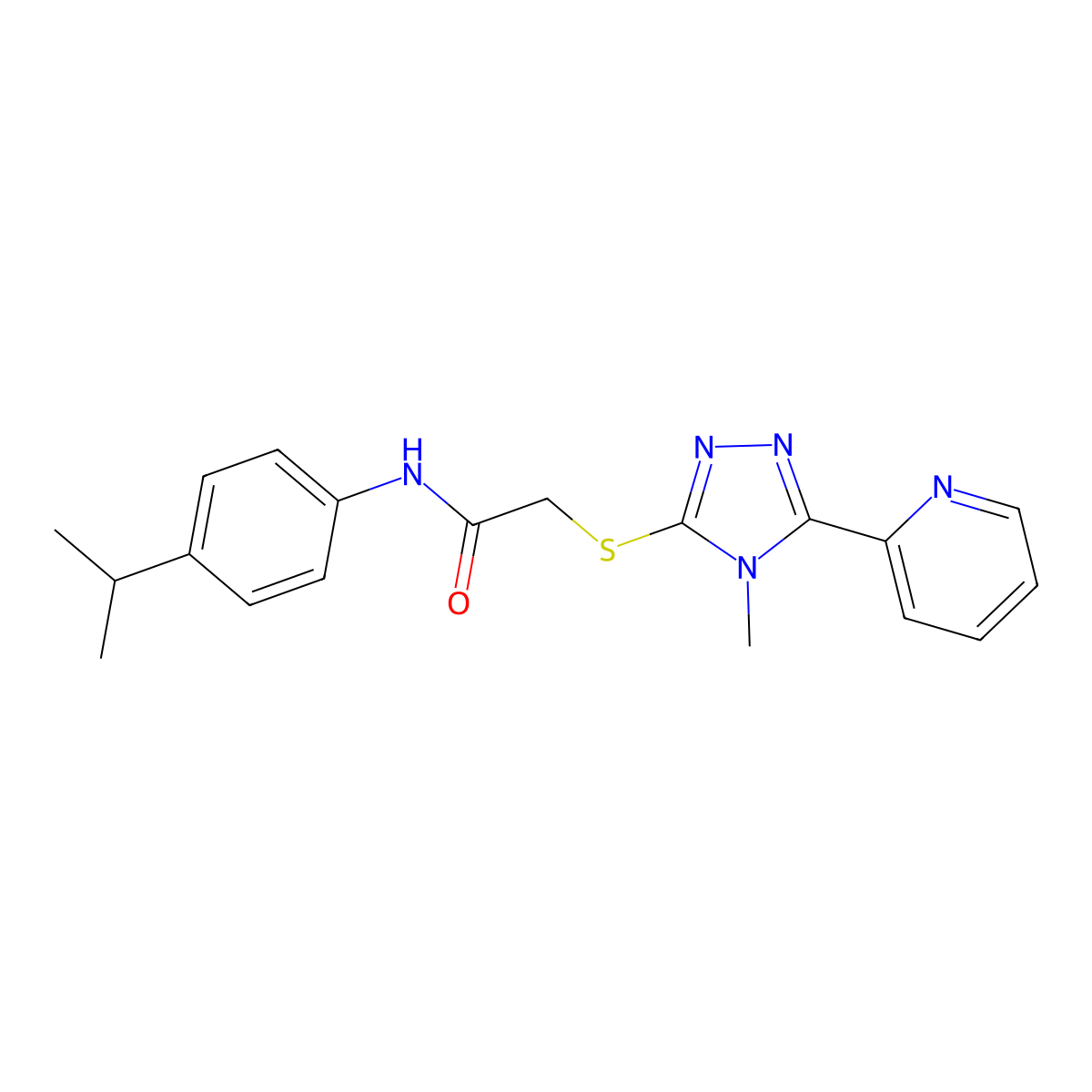2-{[4-methyl-5-(pyridin-2-yl)-4H-1,2,4-triazol-3-yl]sulfanyl}-N-[4-(propan-2-yl)phenyl]acetamide molecular structure, CAS 578753-15-8