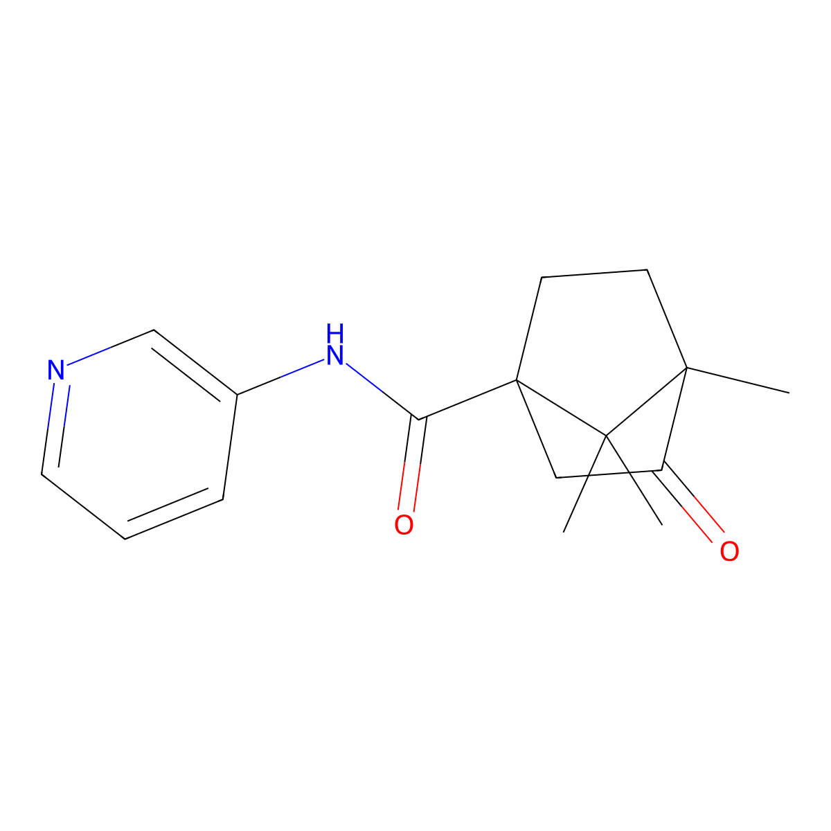 4,7,7-trimethyl-3-oxo-N-(pyridin-3-yl)bicyclo[2.2.1]heptane-1-carboxamide molecular structure, CAS 578753-28-3