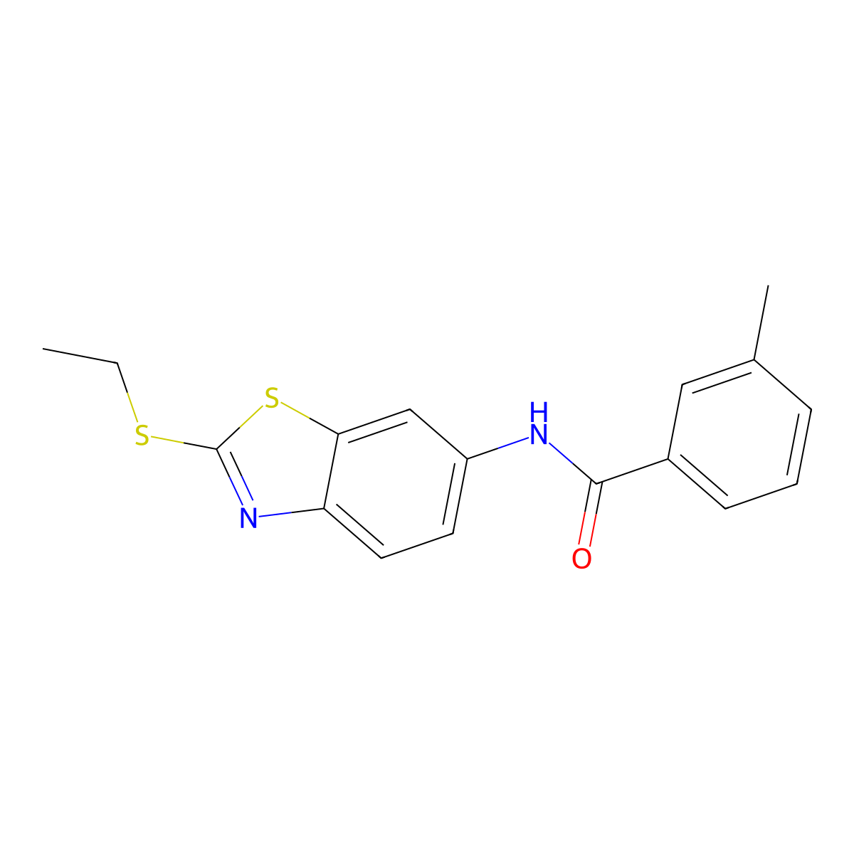 N-(2-ethylsulfanyl-1,3-benzothiazol-6-yl)-3-methylbenzamide molecular structure, CAS 578753-36-3