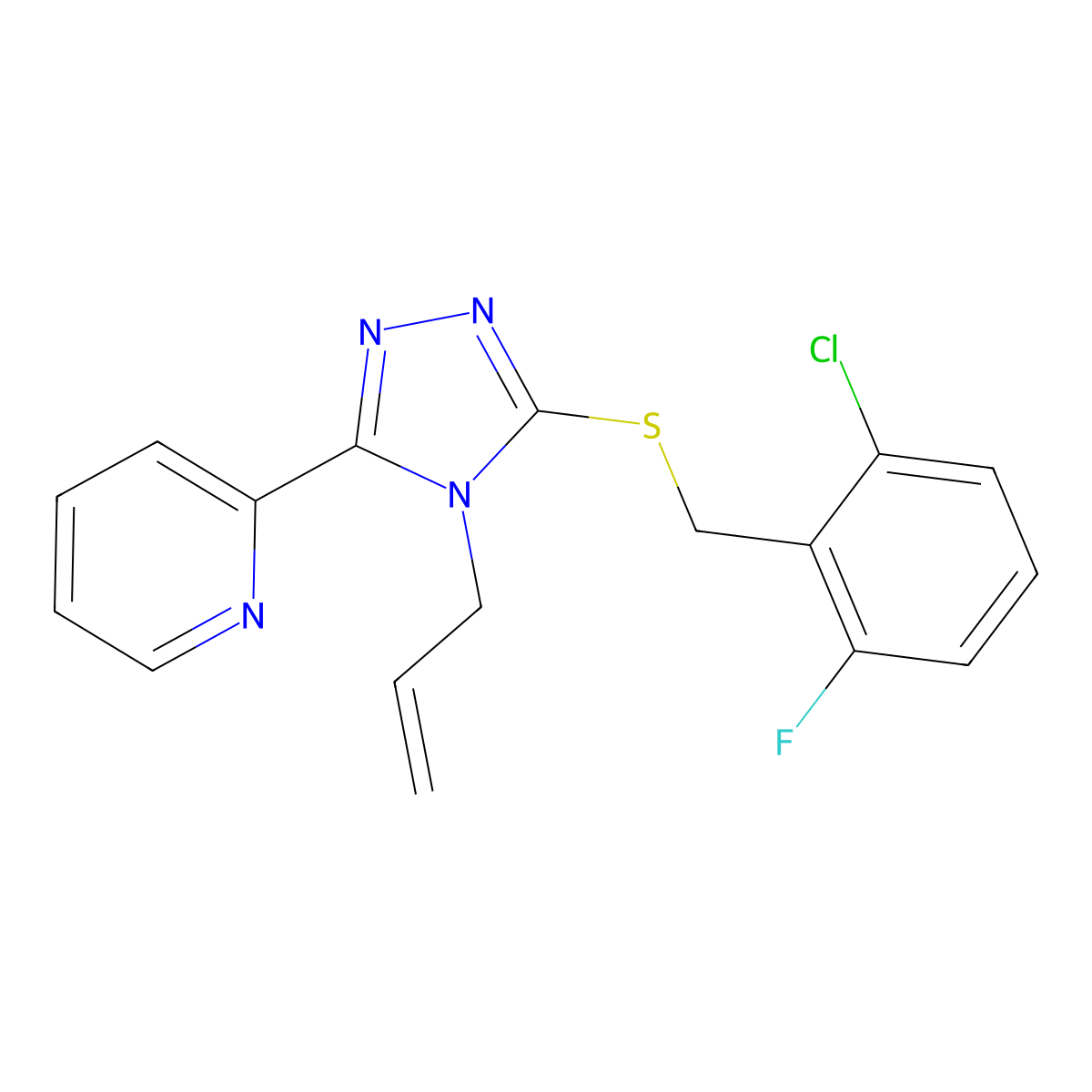 2-(4-Allyl-5-((2-chloro-6-fluorobenzyl)thio)-4H-1,2,4-triazol-3-YL)pyridine molecular structure, CAS 578753-49-8