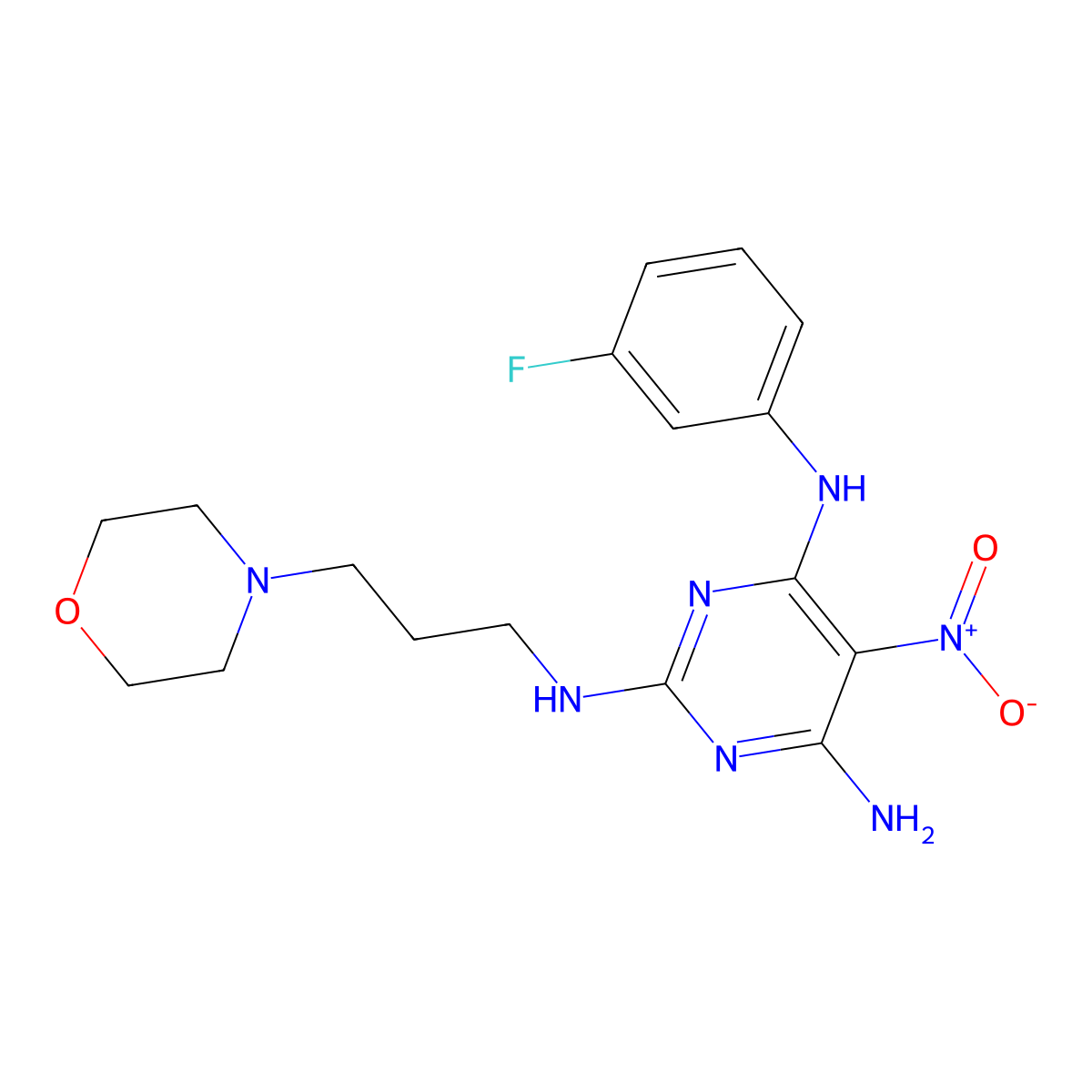N4-(3-fluorophenyl)-N2-[3-(4-morpholinyl)propyl]-5-nitropyrimidine-2,4,6-triamine molecular structure, CAS 578753-72-7