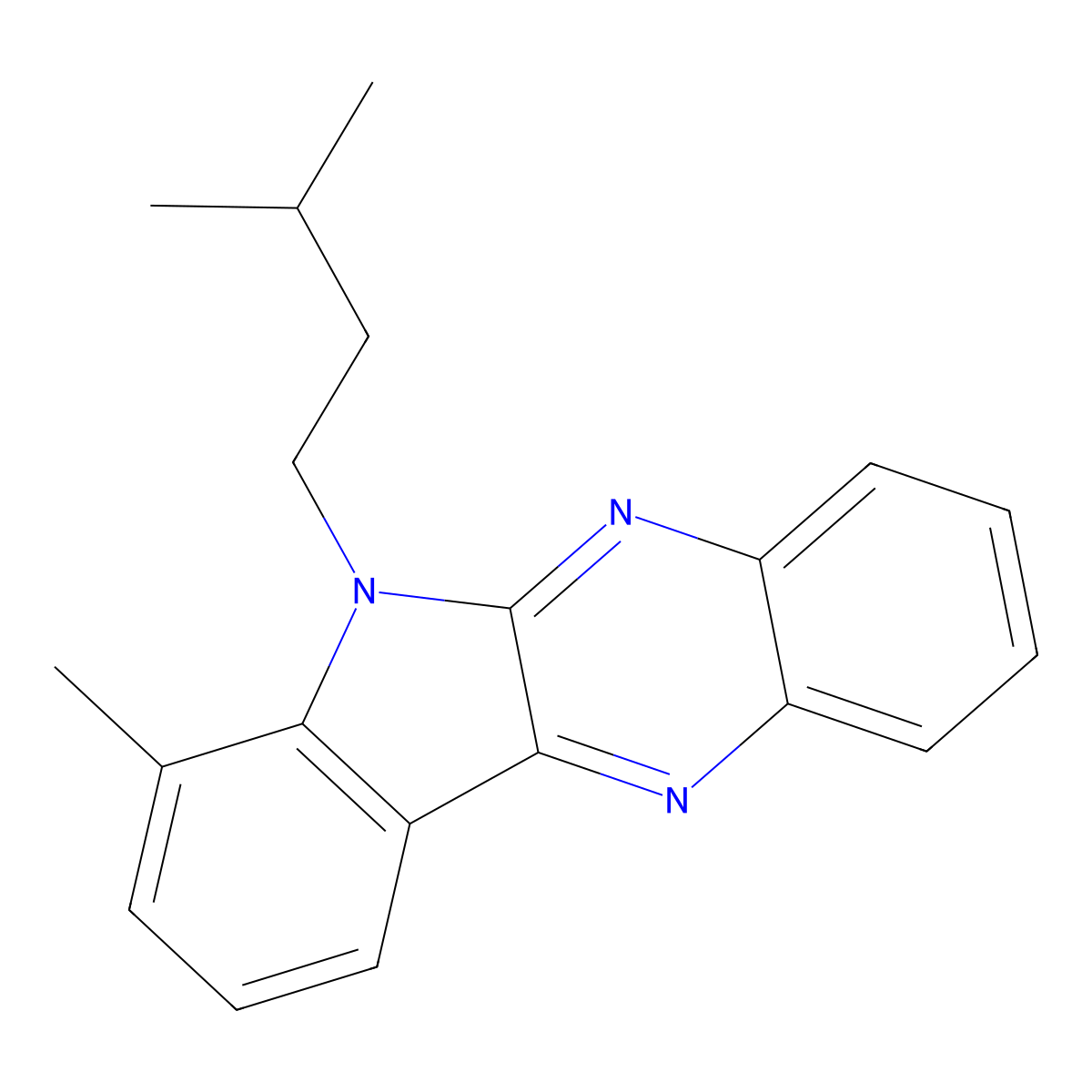 7-methyl-6-(3-methylbutyl)-6H-indolo[2,3-b]quinoxaline molecular structure, CAS 578753-77-2