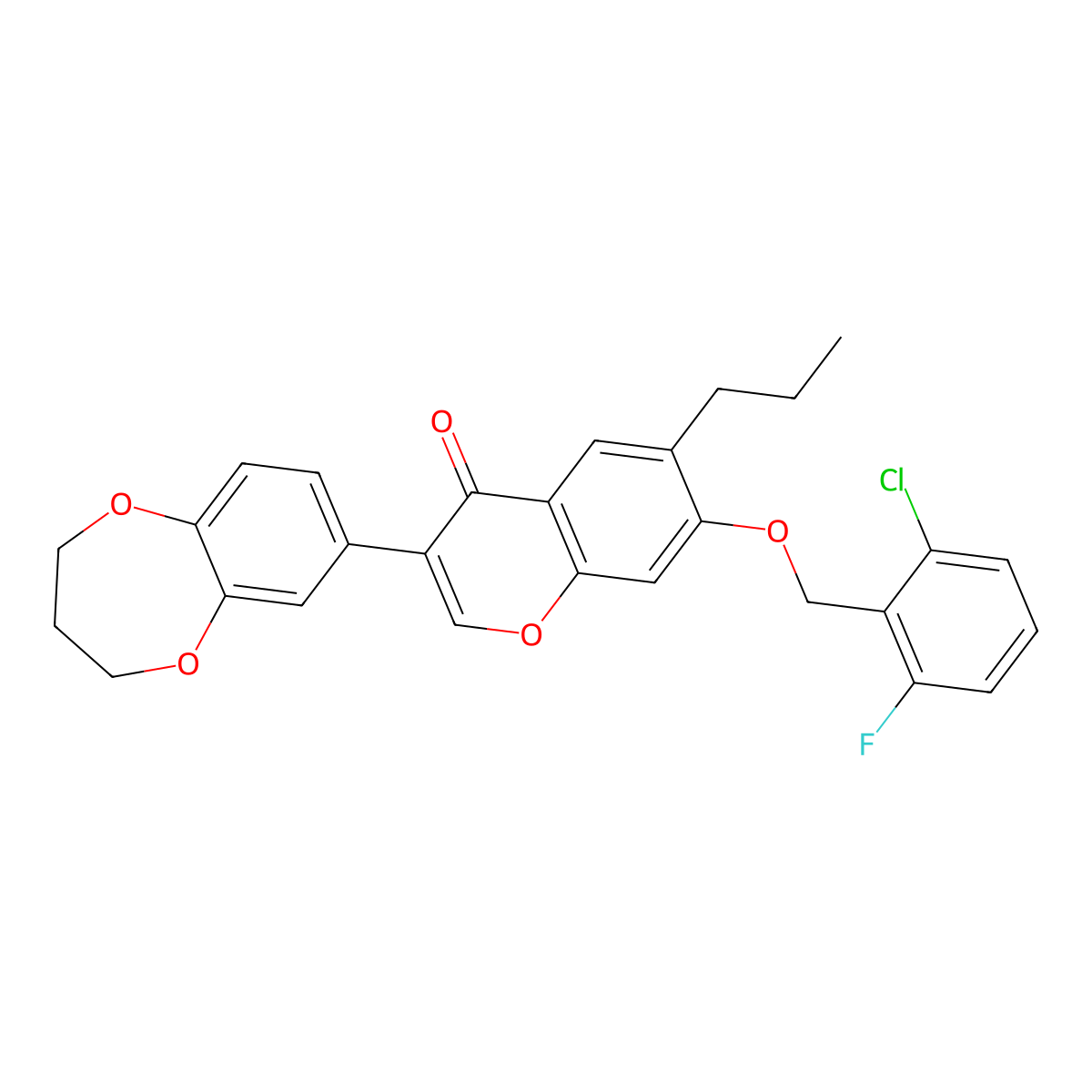 7-[(2-chloro-6-fluorobenzyl)oxy]-3-(3,4-dihydro-2H-1,5-benzodioxepin-7-yl)-6-propyl-4H-chromen-4-one molecular structure, CAS 578753-84-1