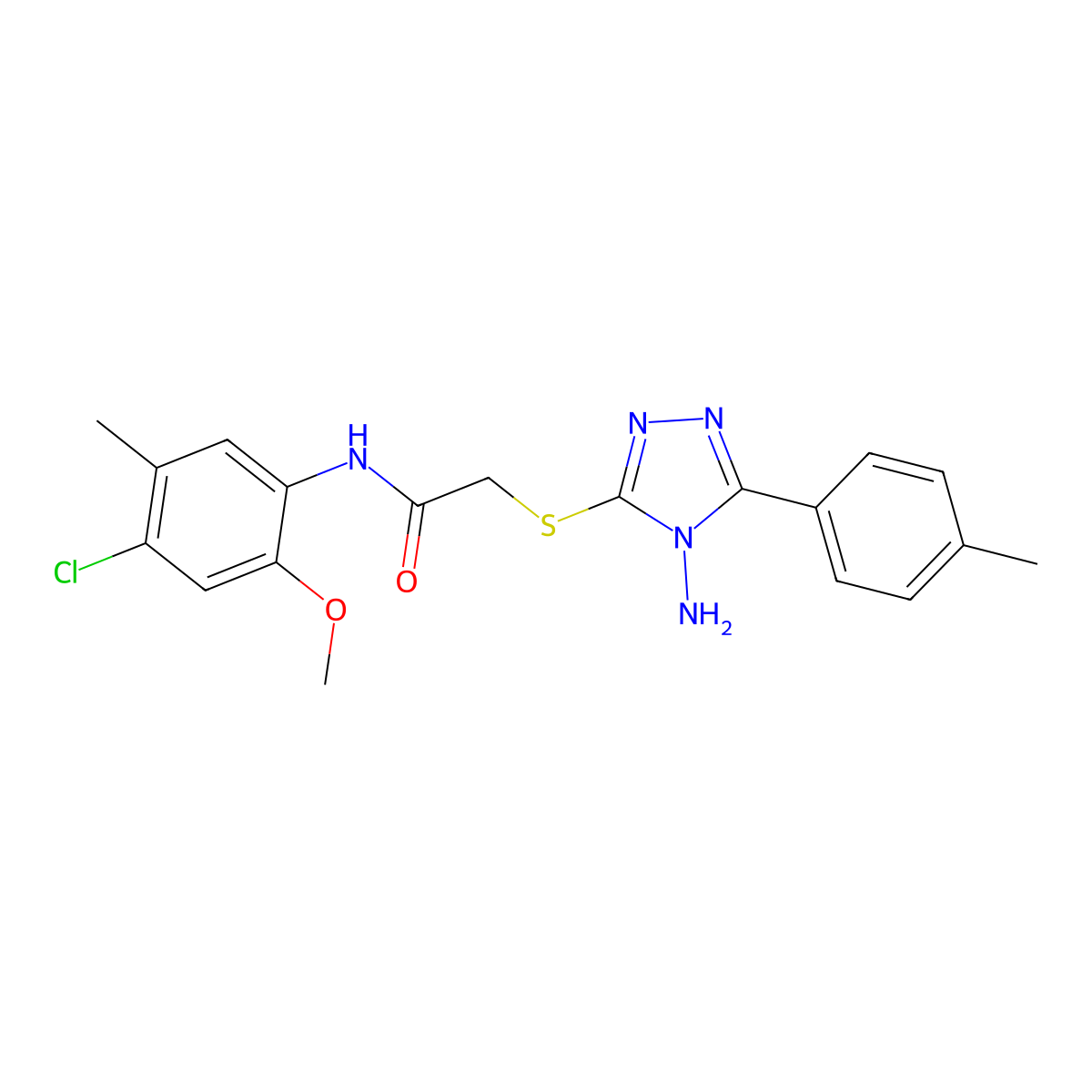 2-[4-amino-5-(4-methylphenyl)(1,2,4-triazol-3-ylthio)]-N-(4-chloro-2-methoxy-5-methylphenyl)acetamide molecular structure, CAS 578753-92-1