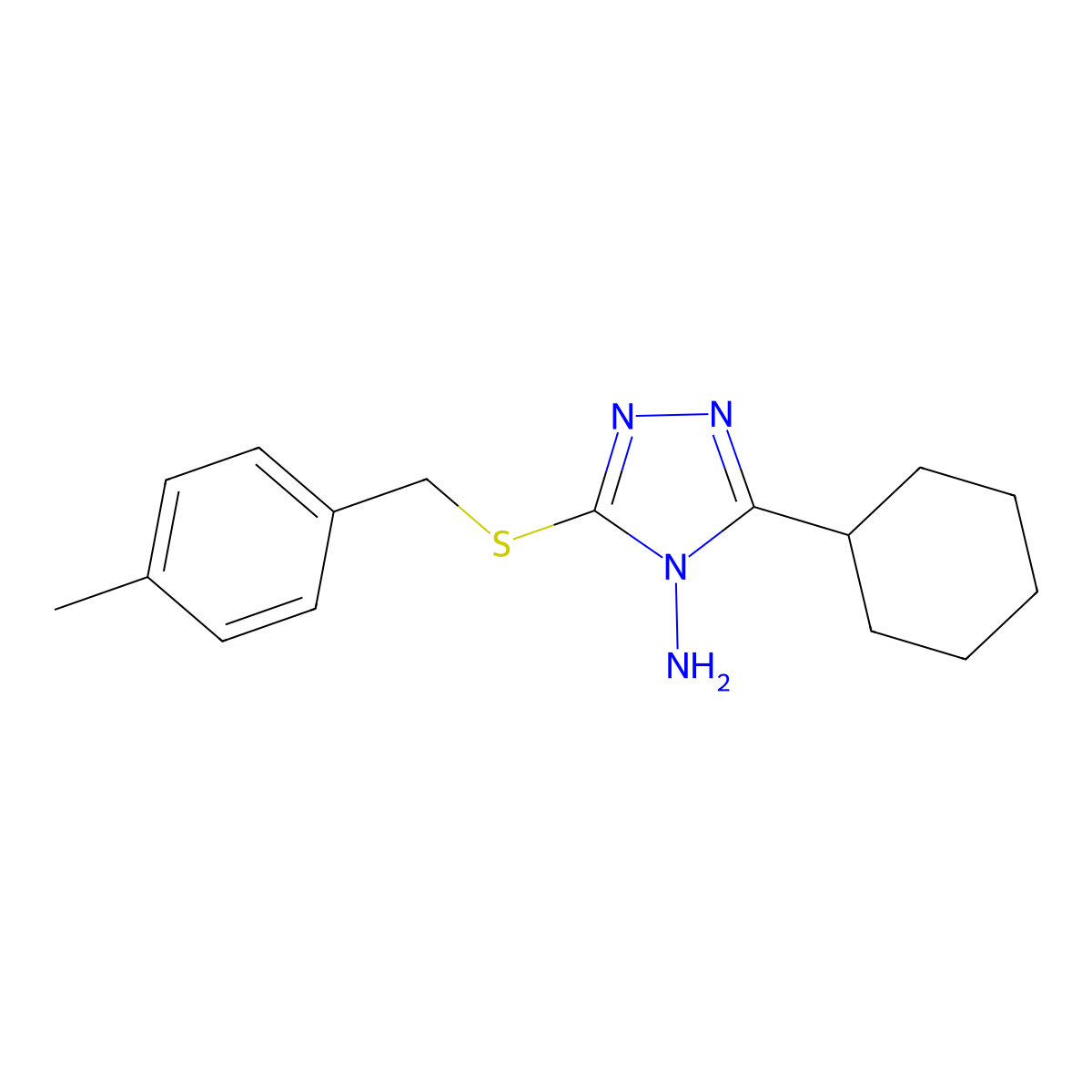 5-Cyclohexyl-3-[(4-methylphenyl)methylthio]-1,2,4-triazole-4-ylamine molecular structure, CAS 578754-03-7