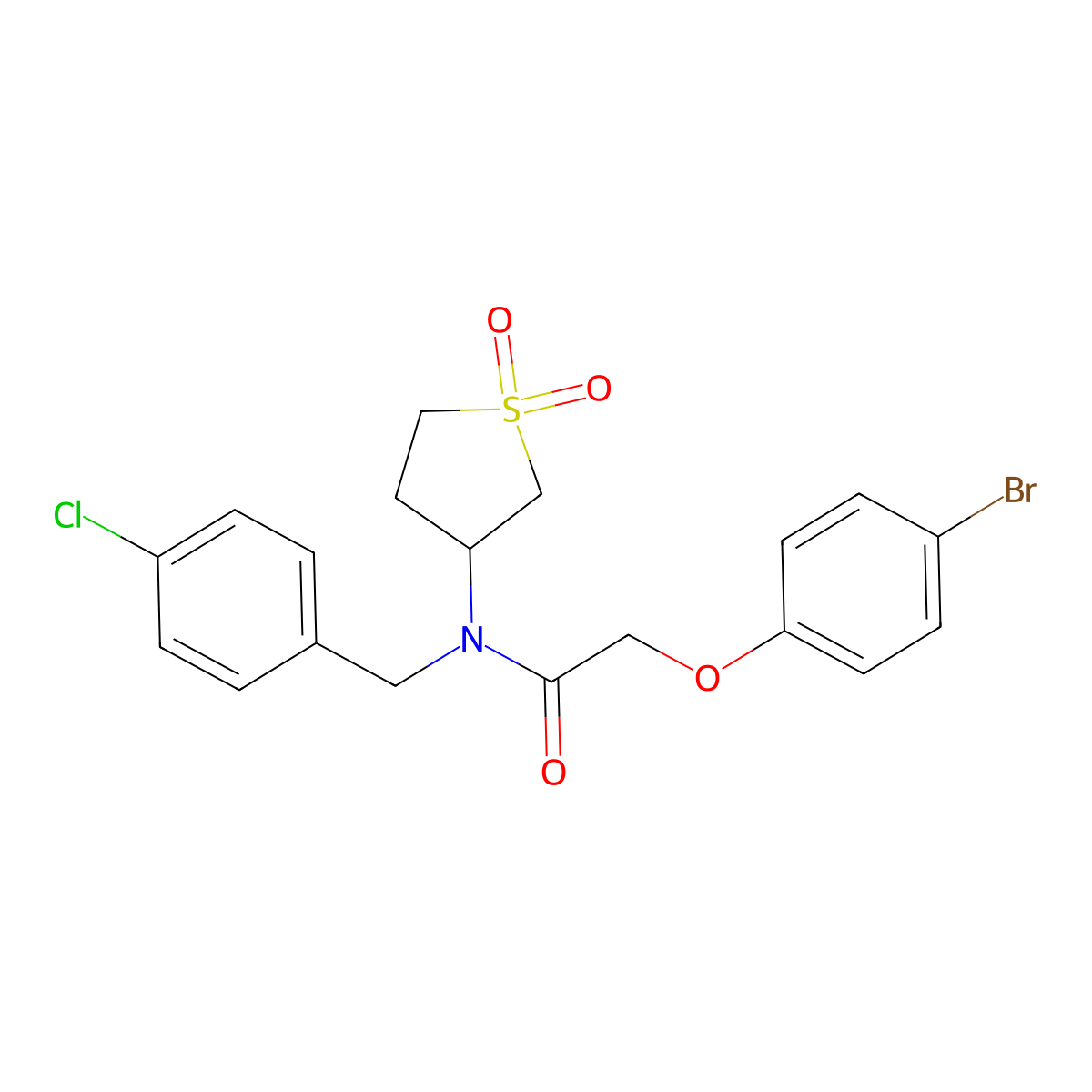 2-(4-bromophenoxy)-N-(4-chlorobenzyl)-N-(1,1-dioxidotetrahydrothiophen-3-yl)acetamide molecular structure, CAS 578754-08-2