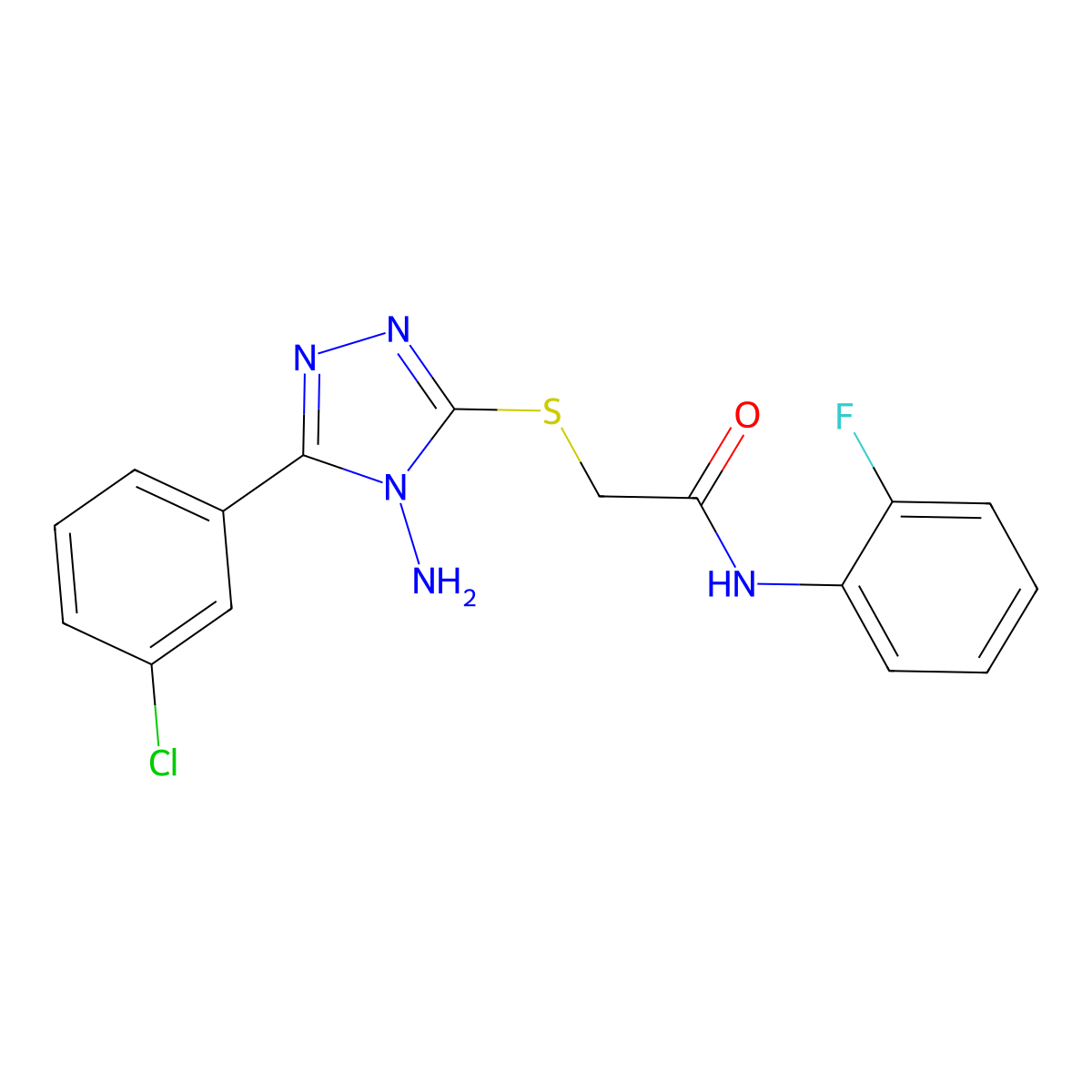2-{[4-amino-5-(3-chlorophenyl)-4H-1,2,4-triazol-3-yl]sulfanyl}-N-(2-fluorophenyl)acetamide molecular structure, CAS 578754-12-8