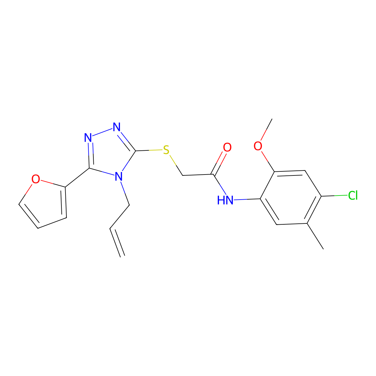 N-(4-chloro-2-methoxy-5-methylphenyl)-2-{[5-(furan-2-yl)-4-(prop-2-en-1-yl)-4H-1,2,4-triazol-3-yl]sulfanyl}acetamide molecular structure, CAS 578754-20-8
