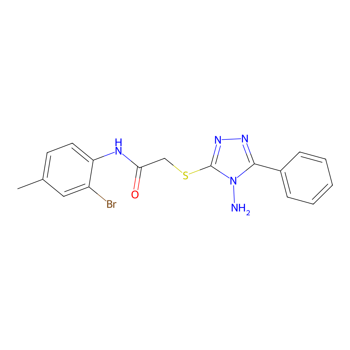 2-[(4-amino-5-phenyl-4H-1,2,4-triazol-3-yl)sulfanyl]-N-(2-bromo-4-methylphenyl)acetamide molecular structure, CAS 578754-21-9