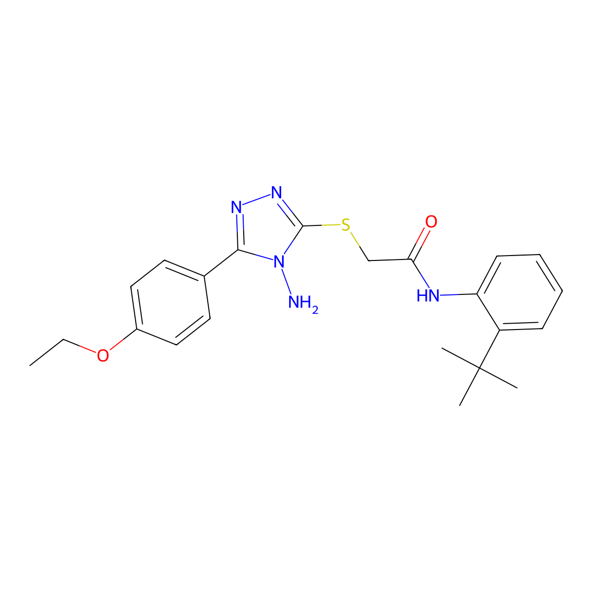 2-{[4-amino-5-(4-ethoxyphenyl)-4H-1,2,4-triazol-3-yl]sulfanyl}-N-(2-tert-butylphenyl)acetamide molecular structure, CAS 578754-26-4