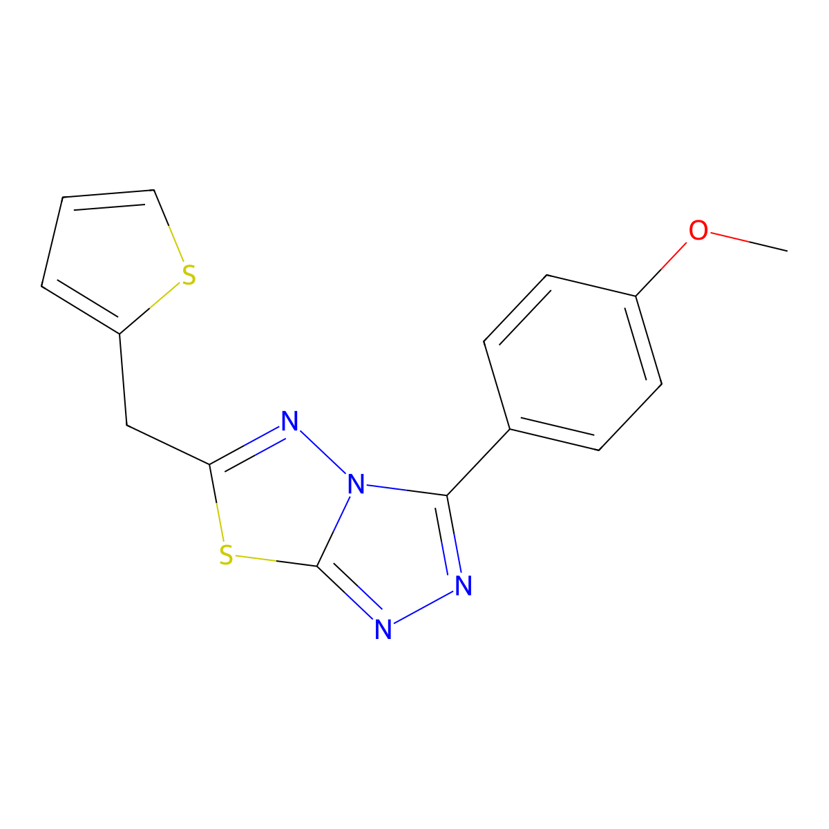 3-(4-Methoxyphenyl)-6-(thiophen-2-ylmethyl)-[1,2,4]triazolo[3,4-b][1,3,4]thiadiazole molecular structure, CAS 578754-51-5