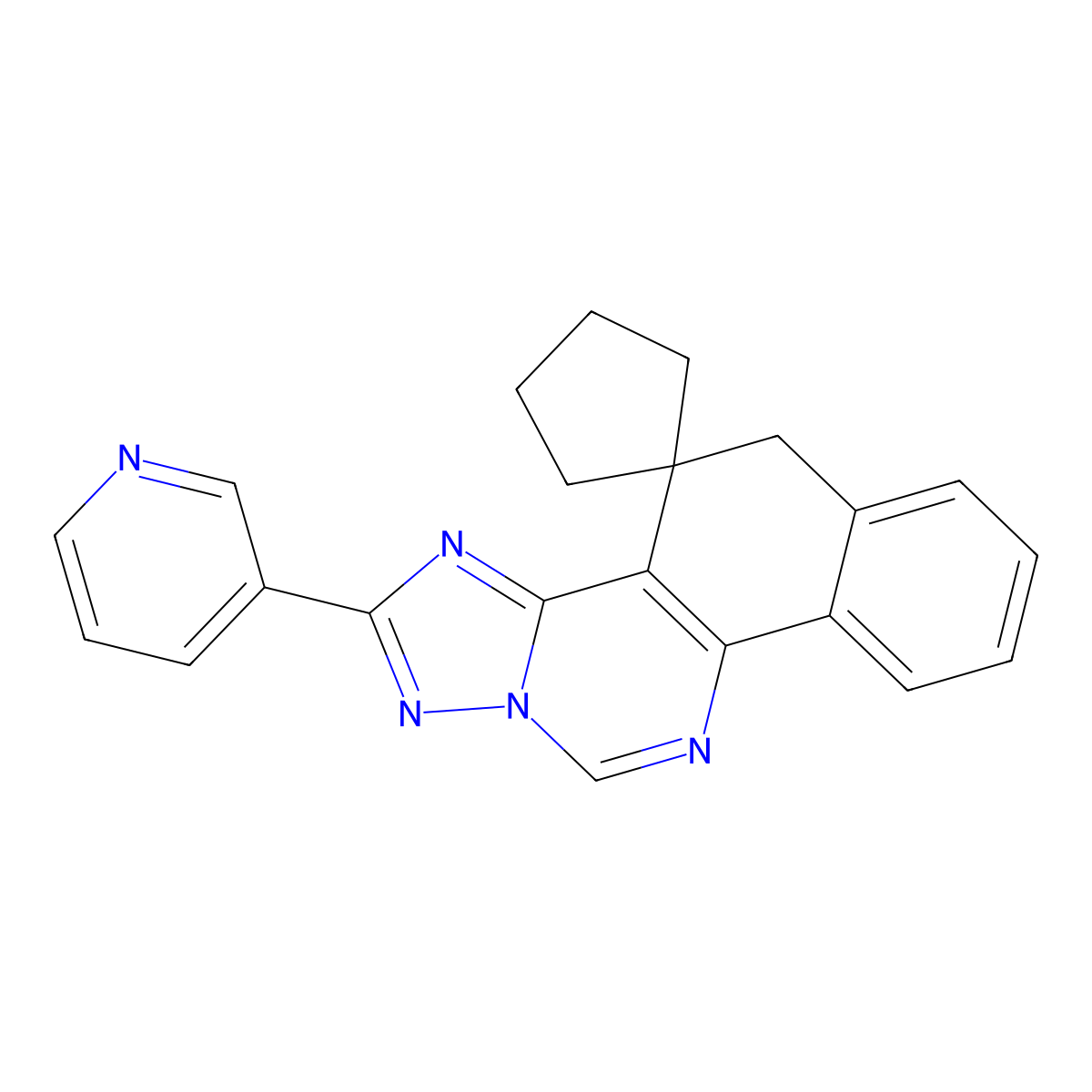 2-(pyridin-3-yl)-5H-spiro[benzo[h][1,2,4]triazolo[1,5-c]quinazoline-4,1'-cyclopentane] molecular structure, CAS 578754-68-4