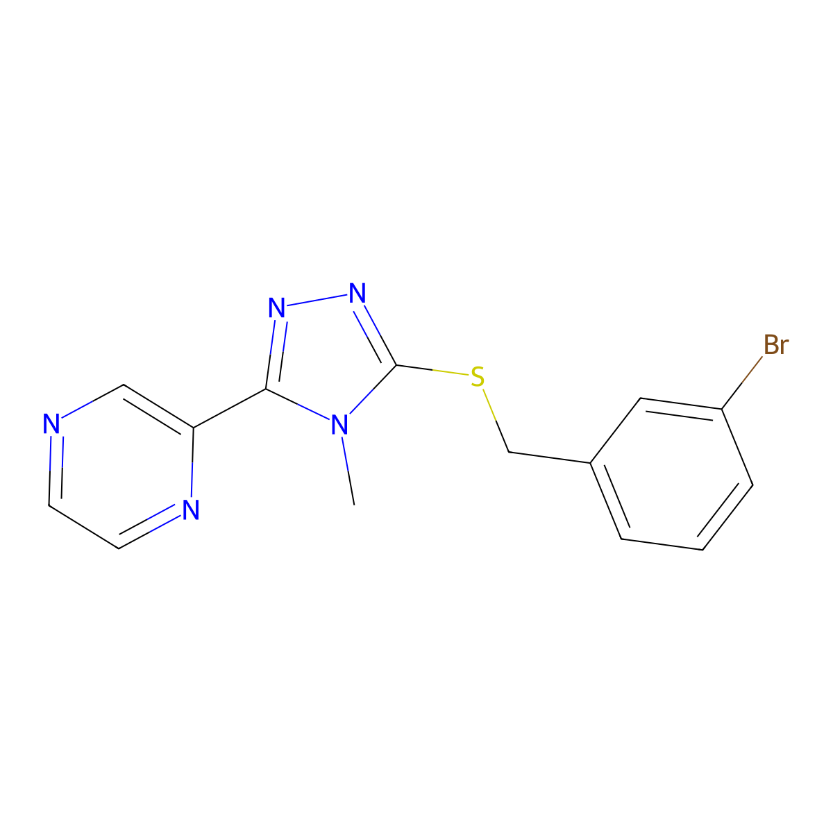 3-[(3-Bromophenyl)methylthio]-4-methyl-5-pyrazin-2-yl-1,2,4-triazole molecular structure, CAS 578754-86-6