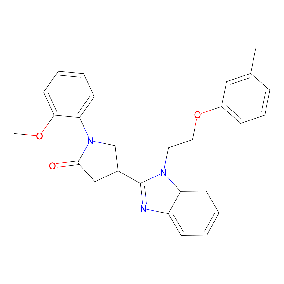 1-(2-methoxyphenyl)-4-(1-(2-(m-tolyloxy)ethyl)-1H-benzo[d]imidazol-2-yl)pyrrolidin-2-one molecular structure, CAS 578755-24-5