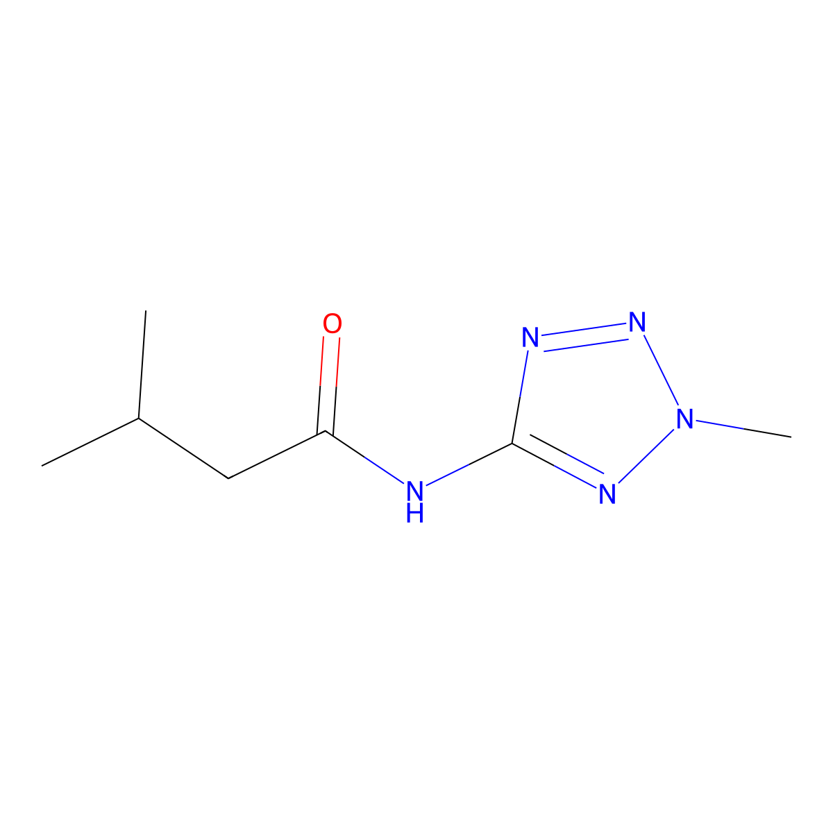 3-methyl-N-(2-methyl-2H-tetrazol-5-yl)butanamide molecular structure, CAS 578755-27-8
