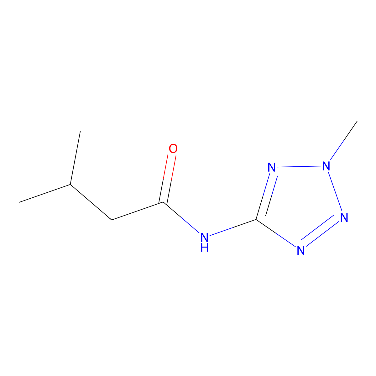 3-methyl-N-(2-methyl-2H-tetrazol-5-yl)butanamide molecular structure, CAS 578755-27-8