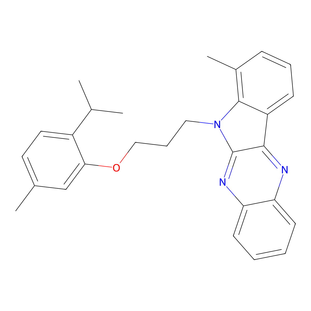 7-methyl-6-{3-[5-methyl-2-(propan-2-yl)phenoxy]propyl}-6H-indolo[2,3-b]quinoxaline molecular structure, CAS 578755-35-8