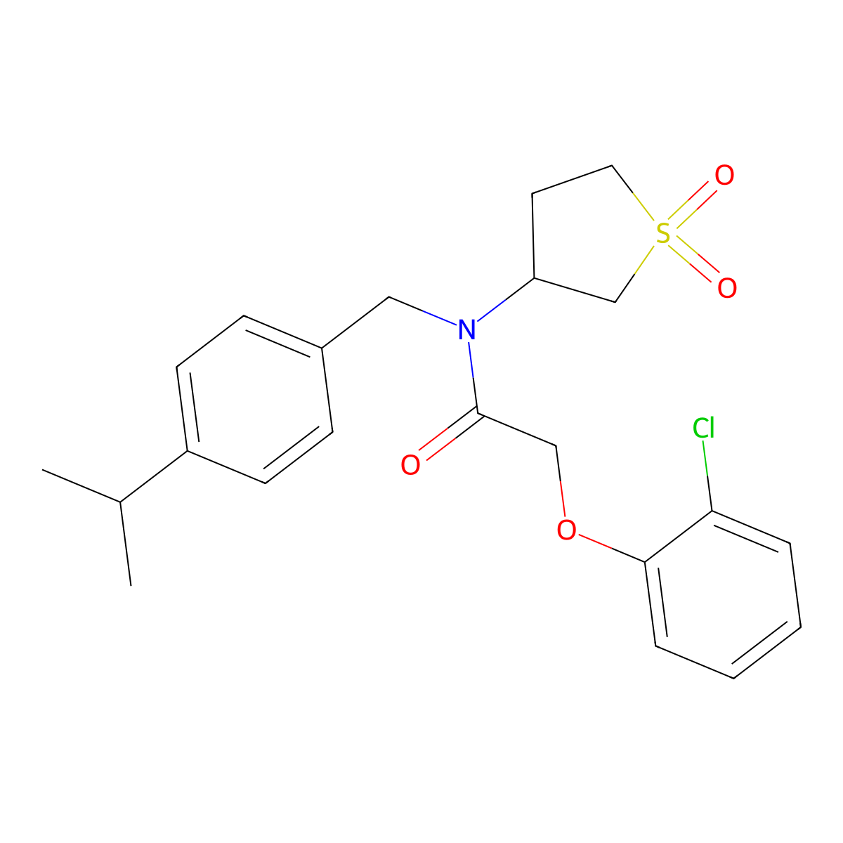 2-(2-chlorophenoxy)-N-(1,1-dioxidotetrahydrothiophen-3-yl)-N-[4-(propan-2-yl)benzyl]acetamide molecular structure, CAS 578755-36-9
