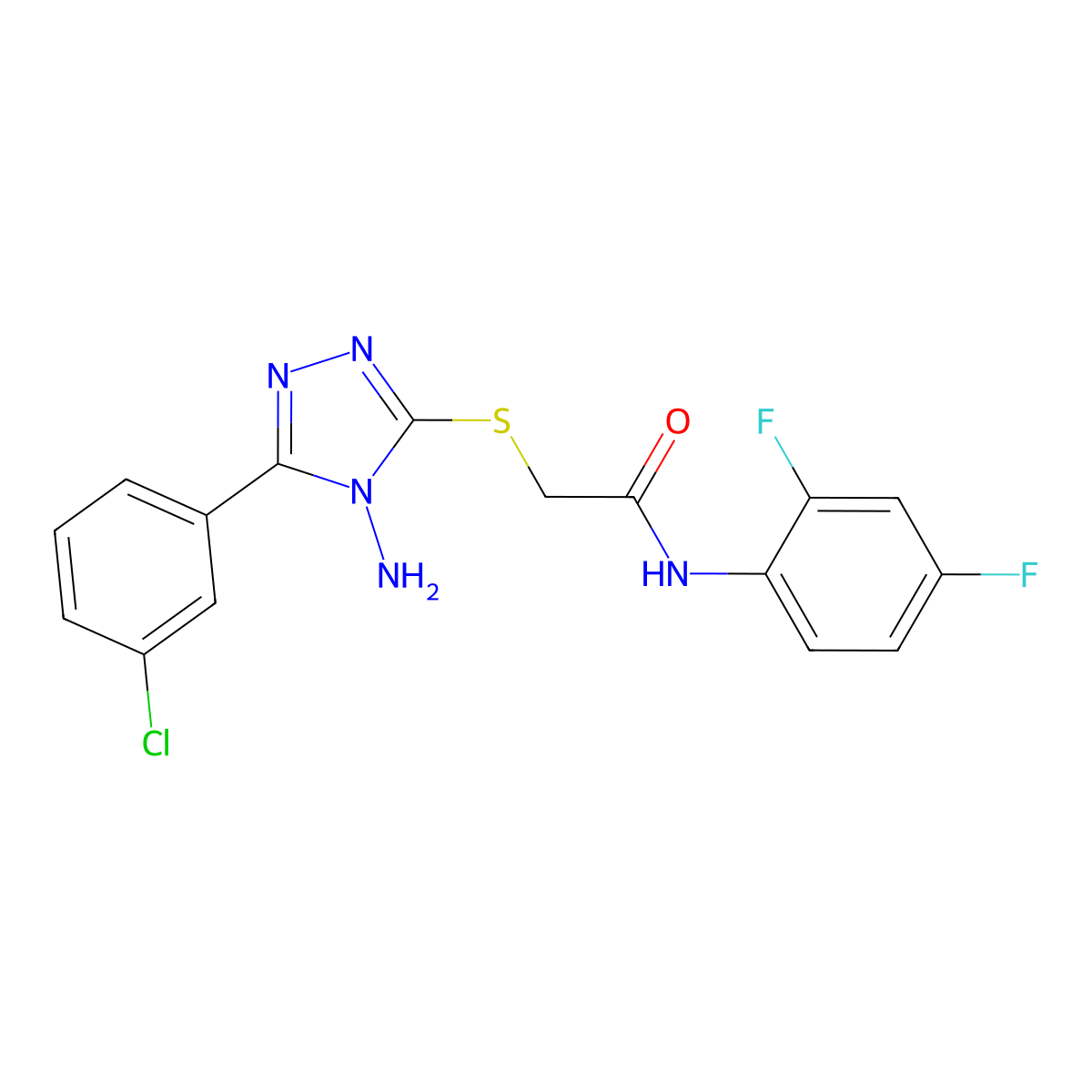 2-[4-amino-5-(3-chlorophenyl)(1,2,4-triazol-3-ylthio)]-N-(2,4-difluorophenyl)a cetamide molecular structure, CAS 578755-37-0