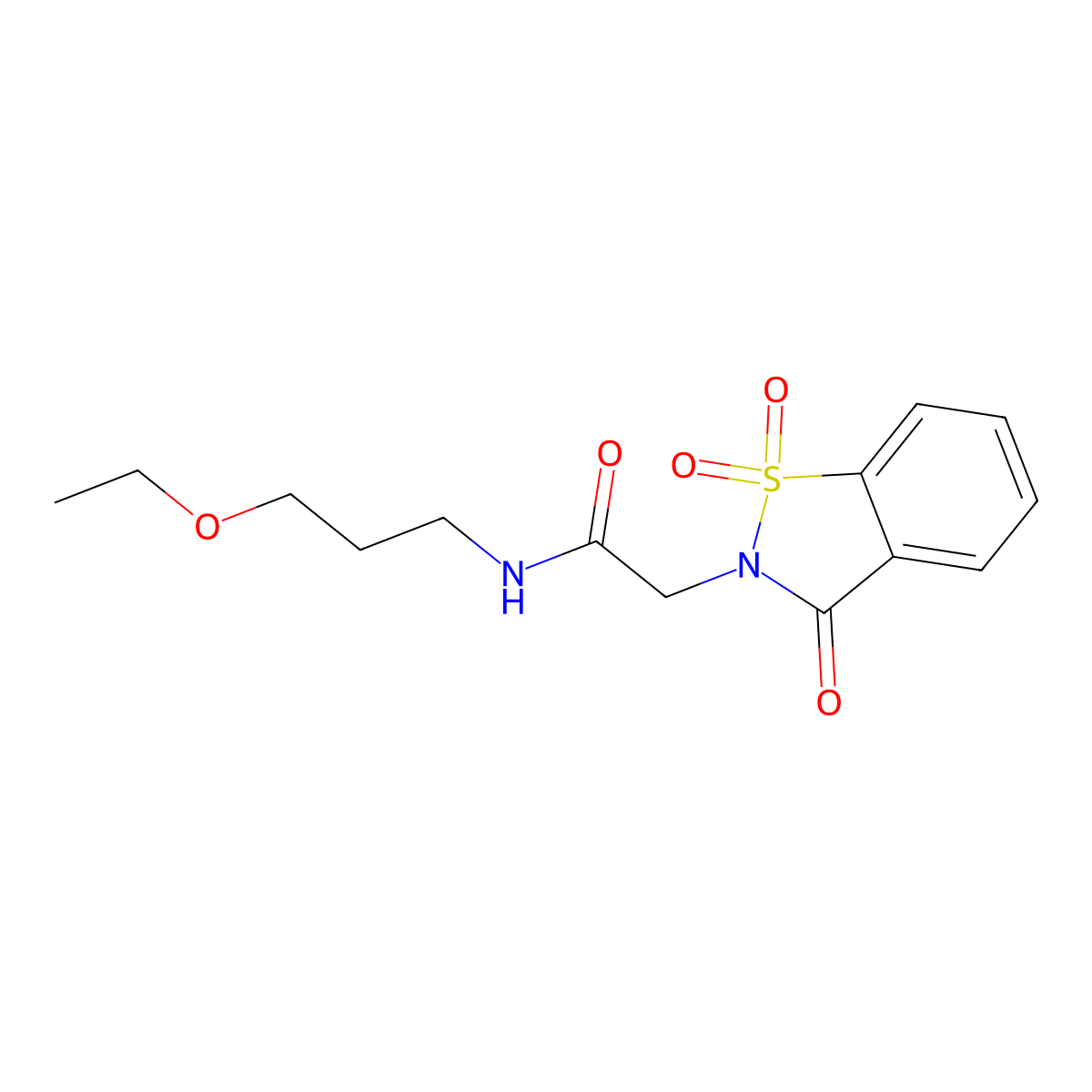 N-(3-ethoxypropyl)-2-(1,1,3-trioxo-1,2-benzothiazol-2-yl)acetamide molecular structure, CAS 578755-40-5