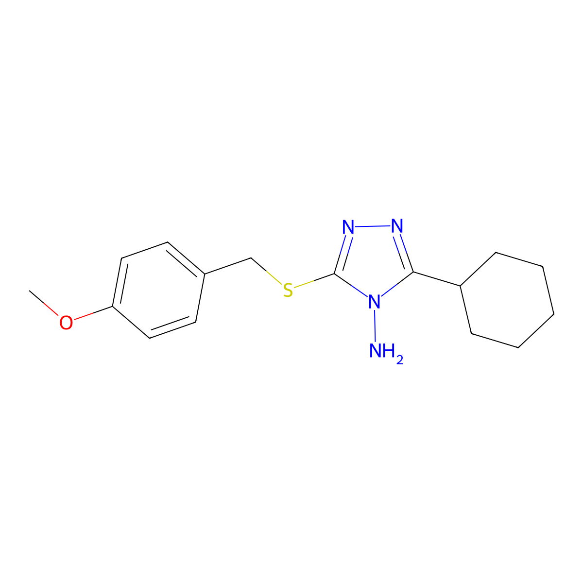 3-cyclohexyl-5-[(4-methoxybenzyl)sulfanyl]-4H-1,2,4-triazol-4-amine molecular structure, CAS 578755-44-9