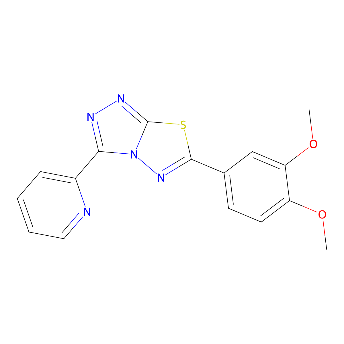 6-(3,4-Dimethoxyphenyl)-3-pyridin-2-yl-(1,2,4)triazolo(3,4-b)(1,3,4)thiadiazole molecular structure, CAS 578755-52-9