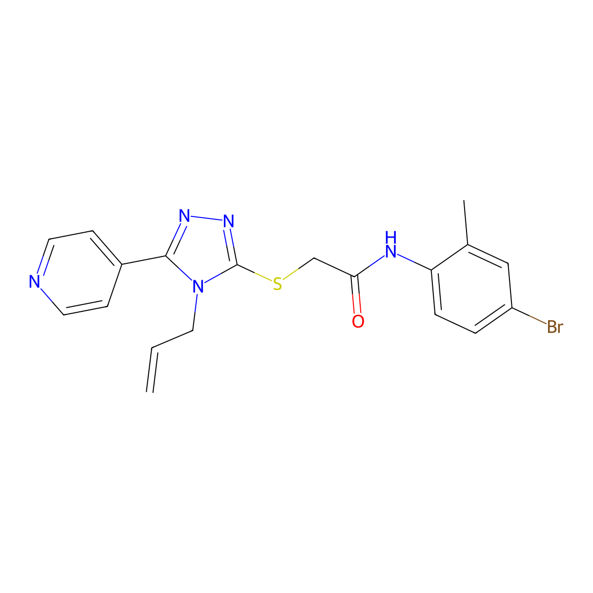 N-(4-bromo-2-methylphenyl)-2-{[4-(prop-2-en-1-yl)-5-(pyridin-4-yl)-4H-1,2,4-triazol-3-yl]sulfanyl}acetamide molecular structure, CAS 578755-64-3