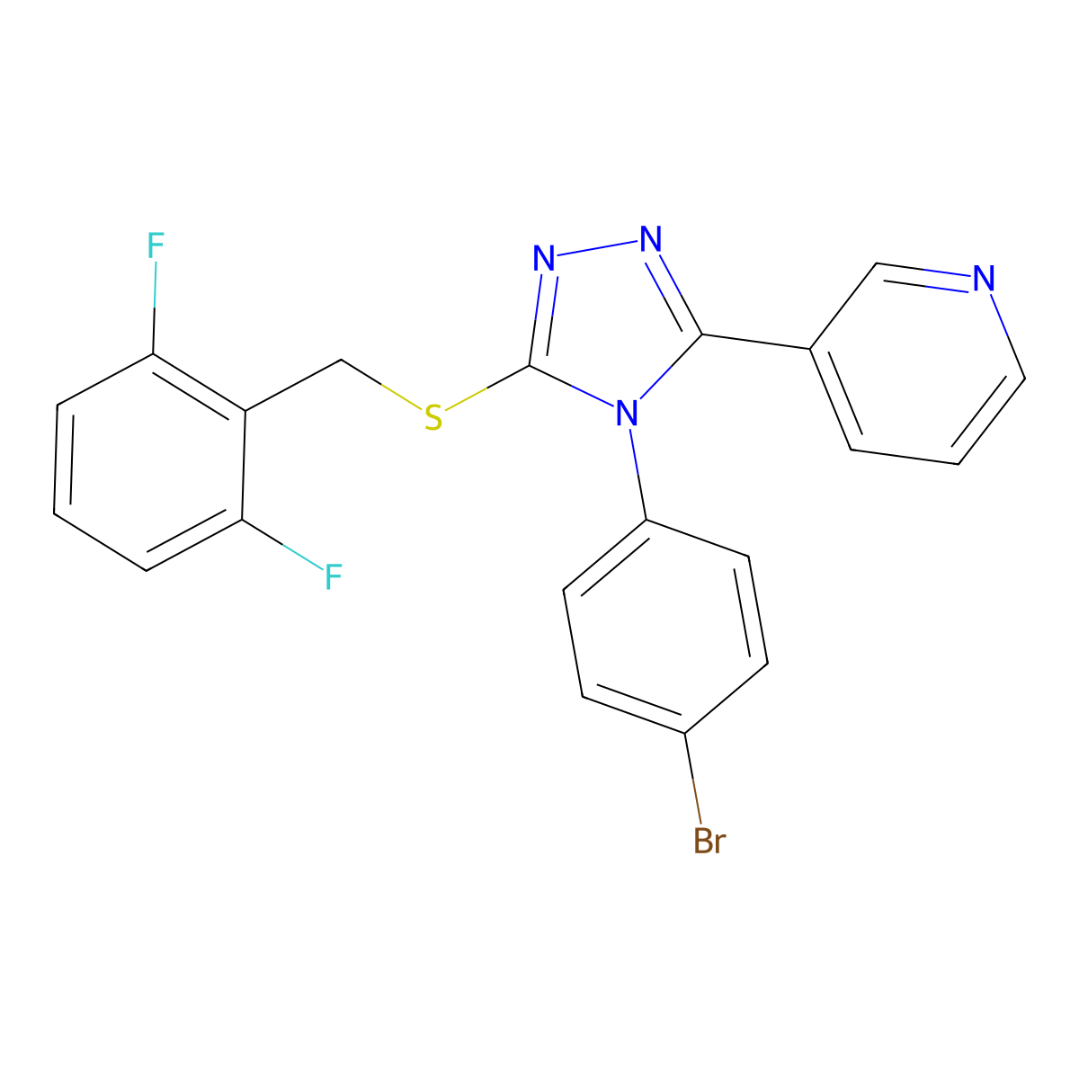 3-{4-(4-bromophenyl)-5-[(2,6-difluorobenzyl)sulfanyl]-4H-1,2,4-triazol-3-yl}pyridine molecular structure, CAS 578755-80-3