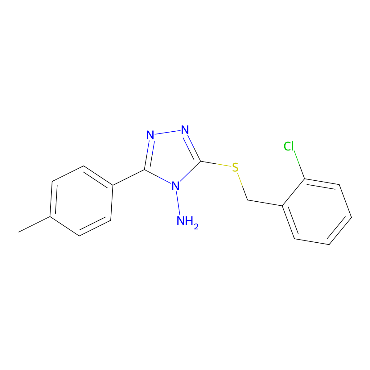 3-[(2-Chlorophenyl)methylthio]-5-(4-methylphenyl)-1,2,4-triazole-4-ylamine molecular structure, CAS 578755-90-5