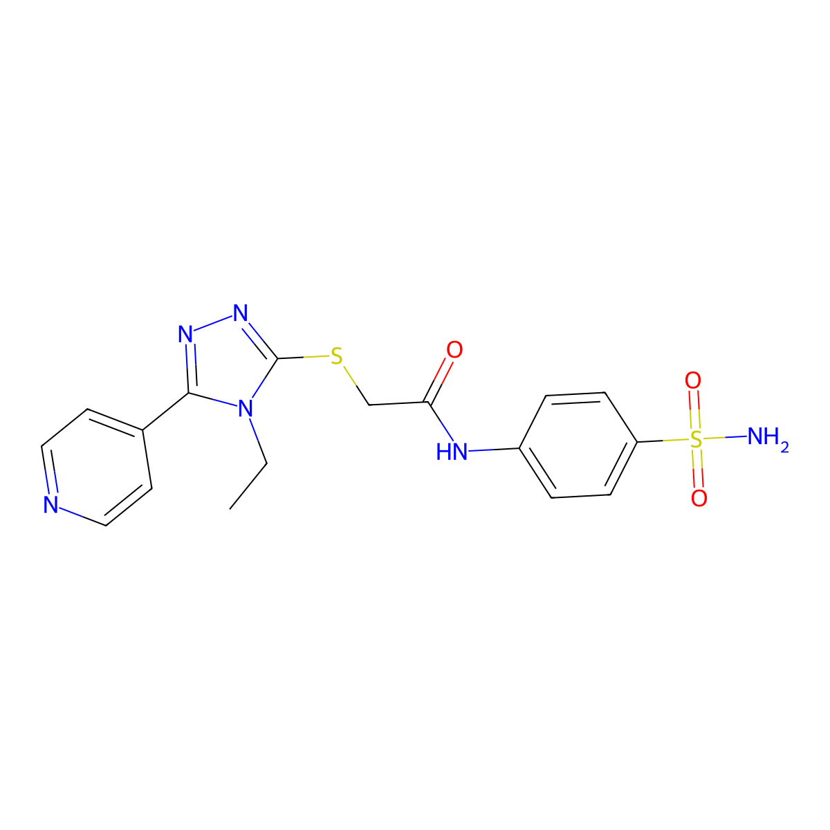 N-[4-(Aminosulfonyl)phenyl]-2-{[4-ethyl-5-(4-pyridinyl)-4H-1,2,4-triazol-3-YL]sulfanyl}acetamide molecular structure, CAS 578755-91-6