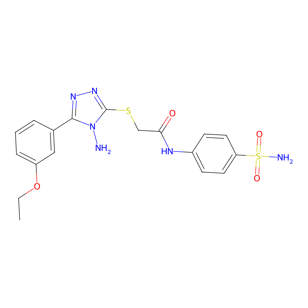 2-[4-amino-5-(3-ethoxyphenyl)(1,2,4-triazol-3-ylthio)]-N-(4-sulfamoylphenyl)ac etamide molecular structure, CAS 578756-10-2