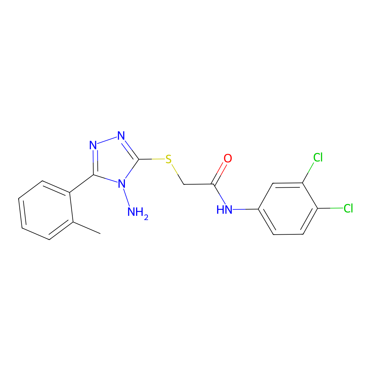 2-[4-amino-5-(2-methylphenyl)(1,2,4-triazol-3-ylthio)]-N-(3,4-dichlorophenyl)a cetamide molecular structure, CAS 578756-12-4
