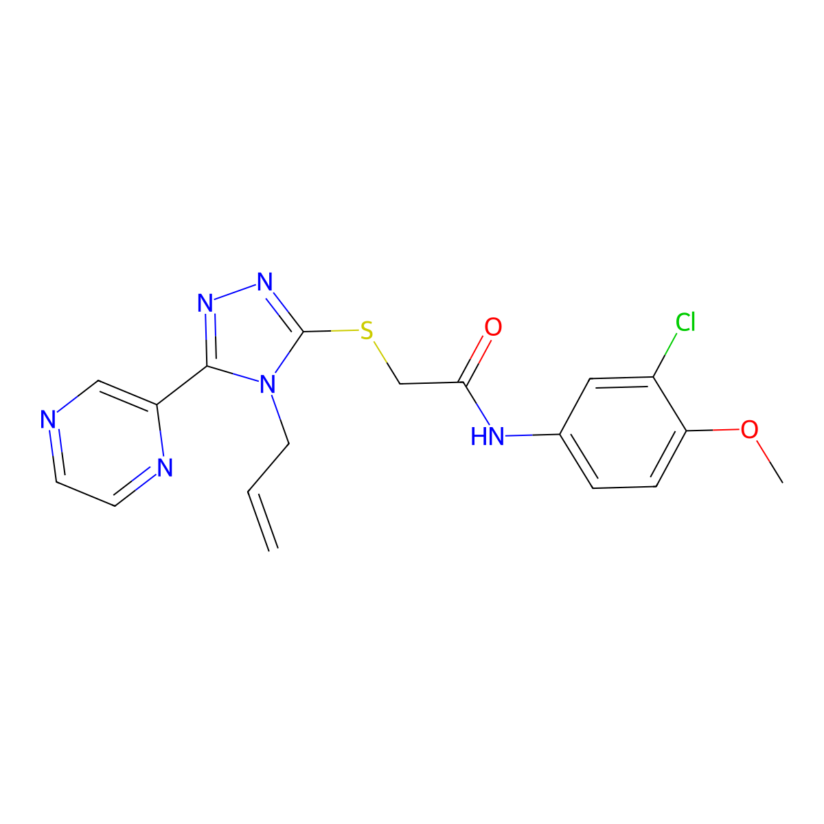 N-(3-chloro-4-methoxyphenyl)-2-{[4-(prop-2-en-1-yl)-5-(pyrazin-2-yl)-4H-1,2,4-triazol-3-yl]sulfanyl}acetamide molecular structure, CAS 578756-15-7