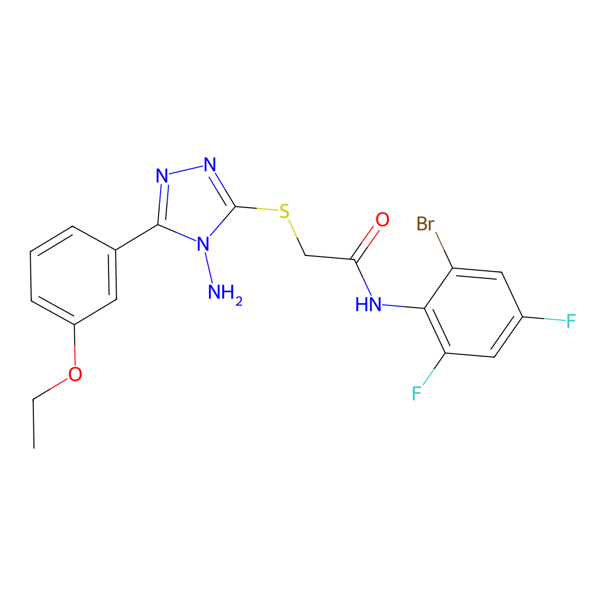 2-{[4-amino-5-(3-ethoxyphenyl)-4H-1,2,4-triazol-3-yl]sulfanyl}-N-(2-bromo-4,6-difluorophenyl)acetamide molecular structure, CAS 578756-28-2
