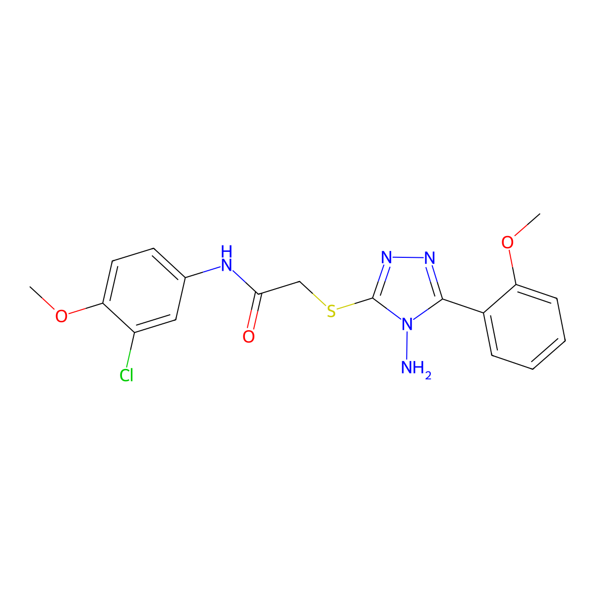 2-[4-amino-5-(2-methoxyphenyl)(1,2,4-triazol-3-ylthio)]-N-(3-chloro-4-methoxyp henyl)acetamide molecular structure, CAS 578756-50-0