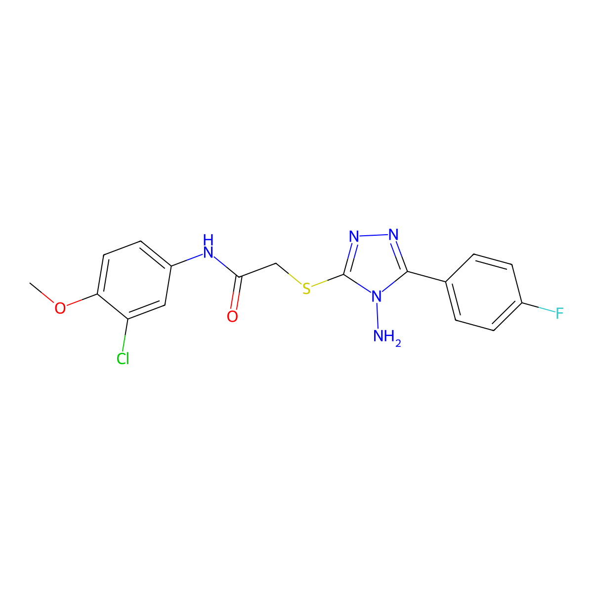 2-[4-amino-5-(4-fluorophenyl)(1,2,4-triazol-3-ylthio)]-N-(3-chloro-4-methoxyph enyl)acetamide molecular structure, CAS 578756-71-5