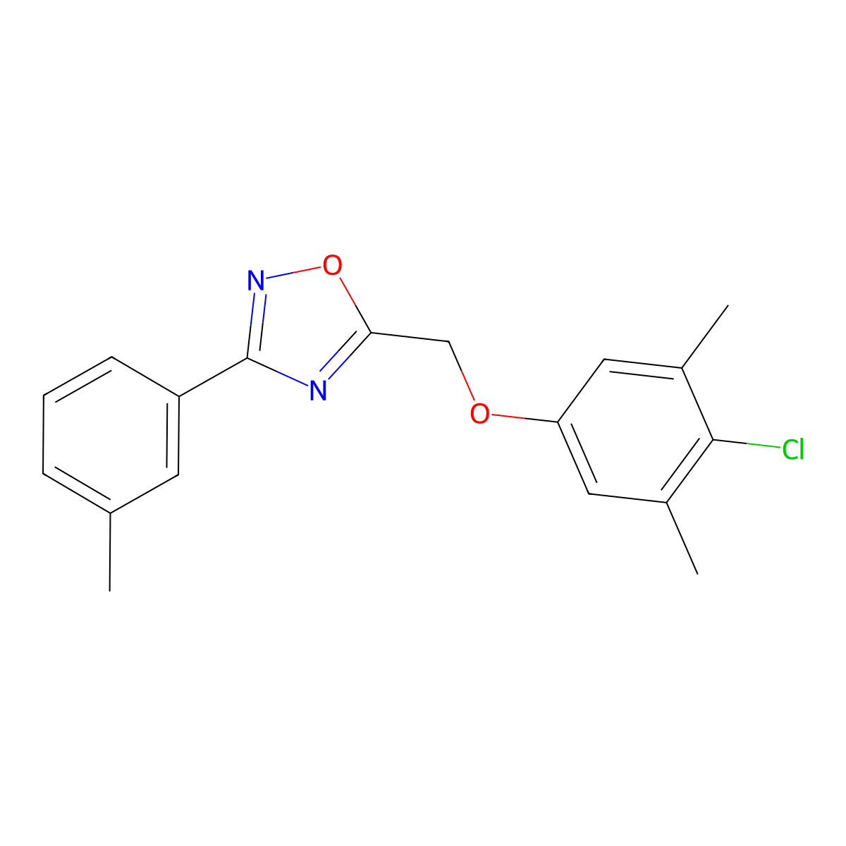 5-[(4-Chloro-3,5-dimethylphenoxy)methyl]-3-(3-methylphenyl)-1,2,4-oxadiazole molecular structure, CAS 578756-82-8
