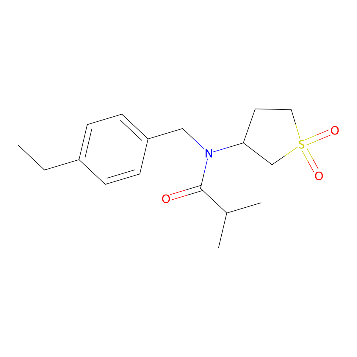 N-(1,1-dioxidotetrahydrothiophen-3-yl)-N-(4-ethylbenzyl)isobutyramide molecular structure, CAS 578757-06-9